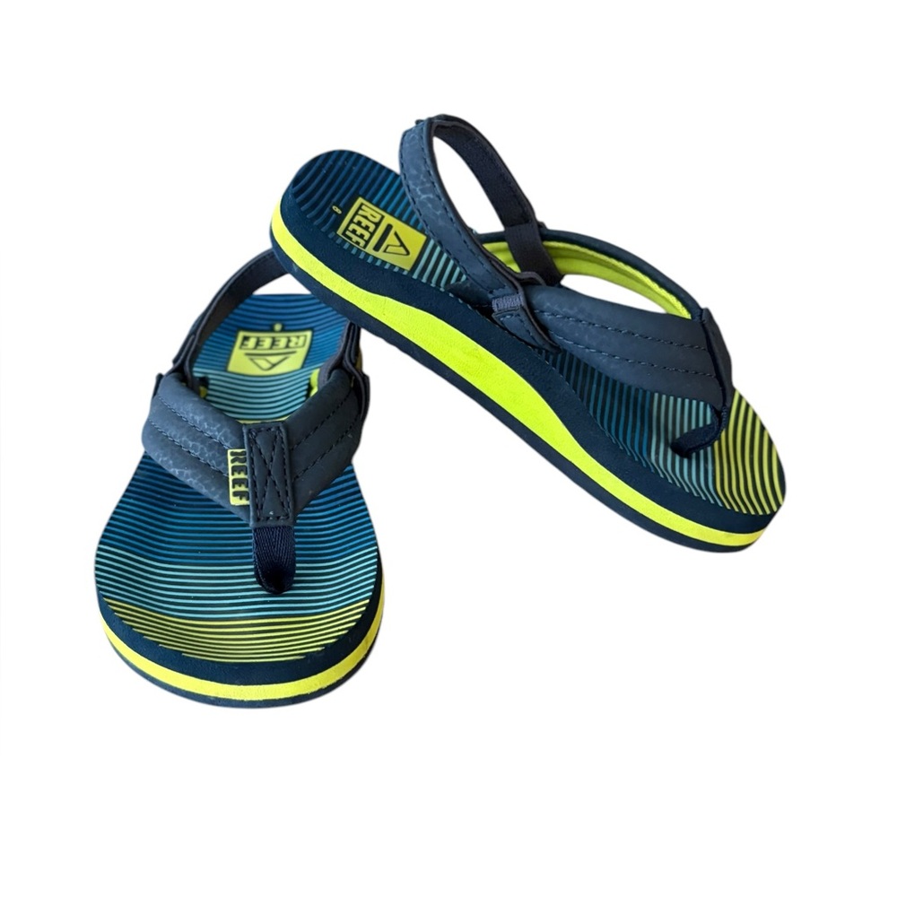 Reef Sandals Slingback Style Toddler Boys Size 8 Blue Neon Green